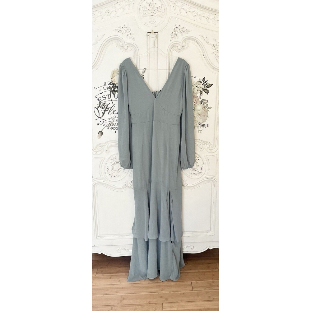 Lulus Tier Elegance Maxi Dress Sage Brush‎ Size XL NWOT - Picture 5 of 12